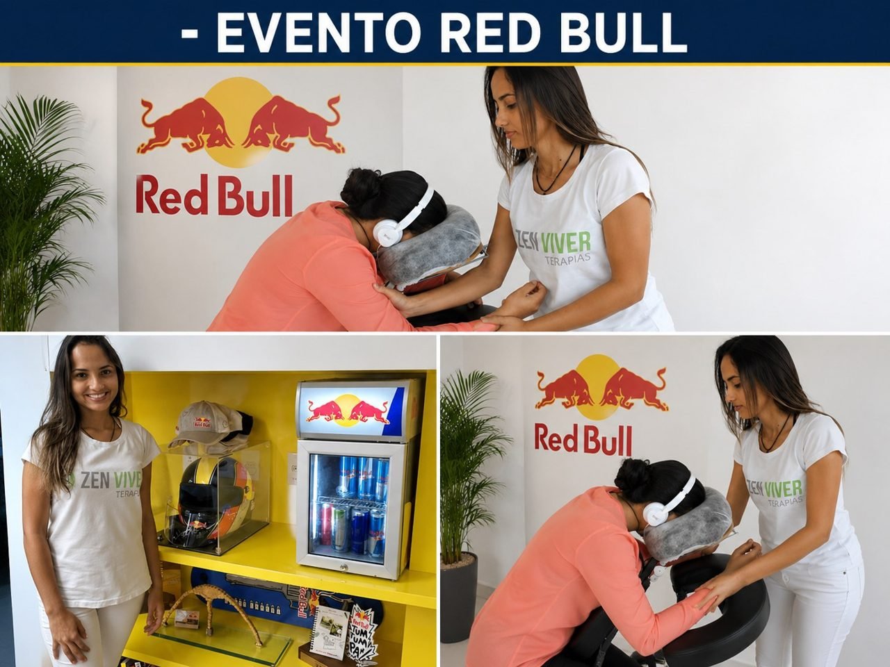 Público recebendo quick massage na ativação de marca da Red Bull, no Rio de Janeiro Público recebendo quick massage na ativação de marca da Red Bull, no Rio de Janeiro — ativação de marca com quick massage para eventos.